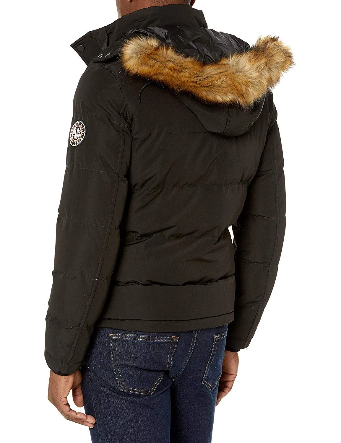 Adam Baker Men's Slim Fit Winter Worm Faux Fur Puffer Snug Coat with Removable Hood - CLEARANCE - FINAL SALE