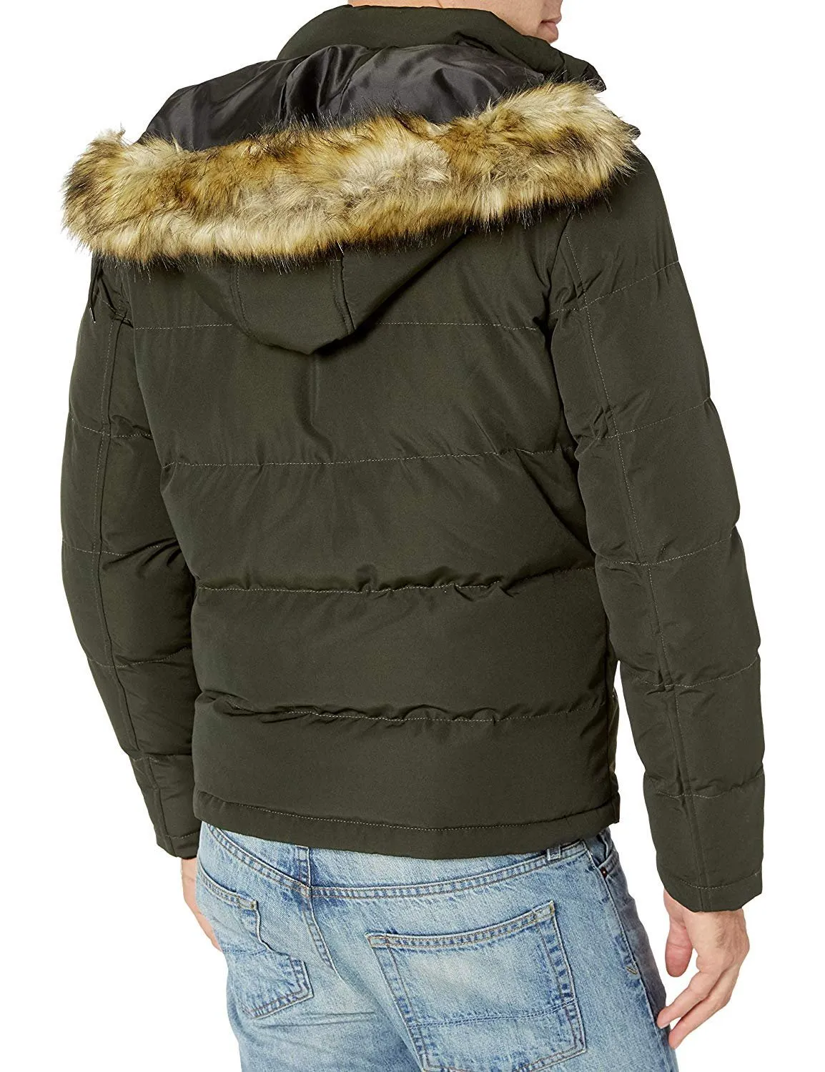 Adam Baker Men's Slim Fit Winter Worm Faux Fur Puffer Snug Coat with Removable Hood - CLEARANCE - FINAL SALE