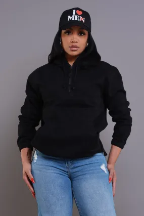 Always Gone Oversized Denim Hoodie - Black