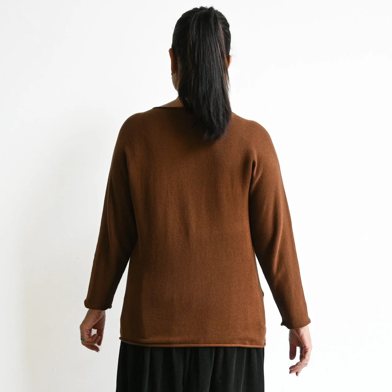 Boat Neck Knit Top by Orientique Australia - Long Sleeve - 1259