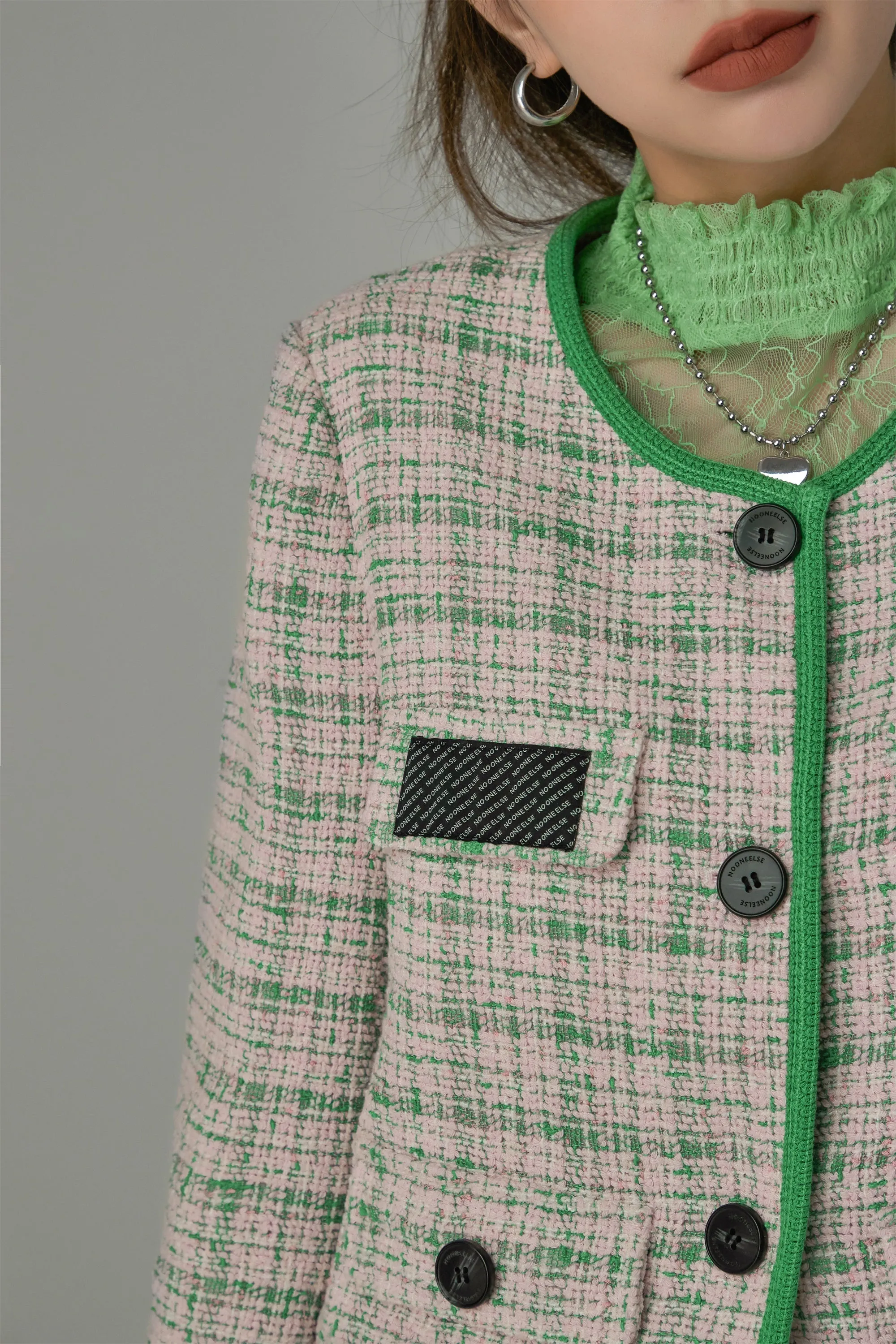 Bold Color Lining Tweed Jacket