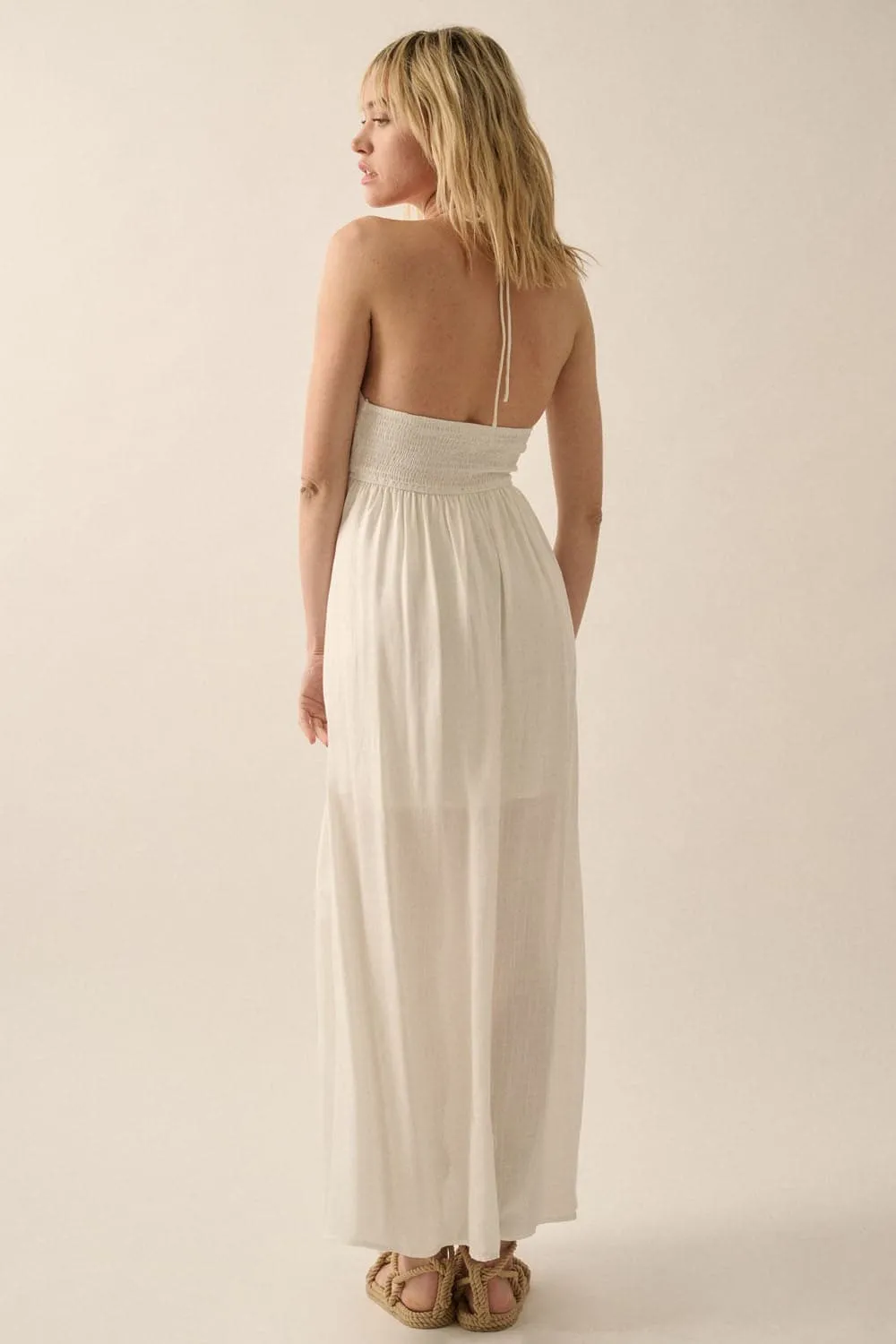 Breezy Blossom Halter Maxi Dress