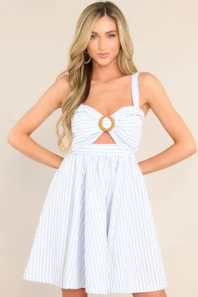 Breezy Days Light Blue Stripe Cutout Mini Dress