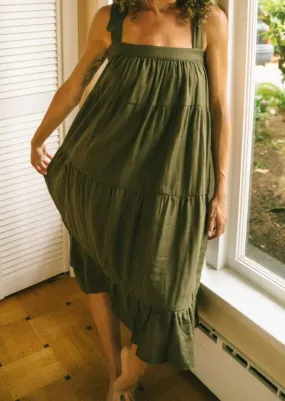 BREEZY SEAWEED MIDI DRESS