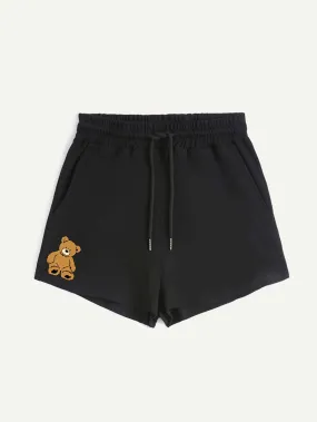 Casual Cartoon Pocket Natural Women Shorts