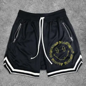 Casual Smiley Print Basketball Shorts