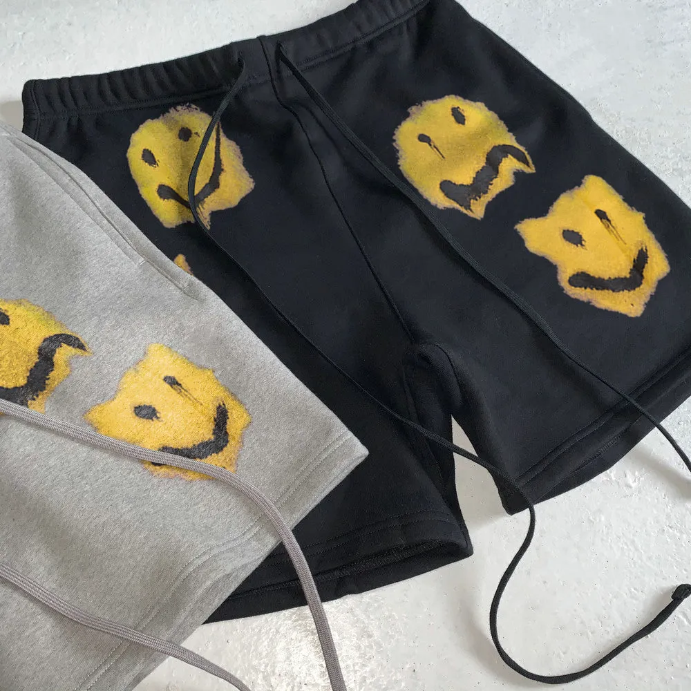 Casual smiley print street shorts