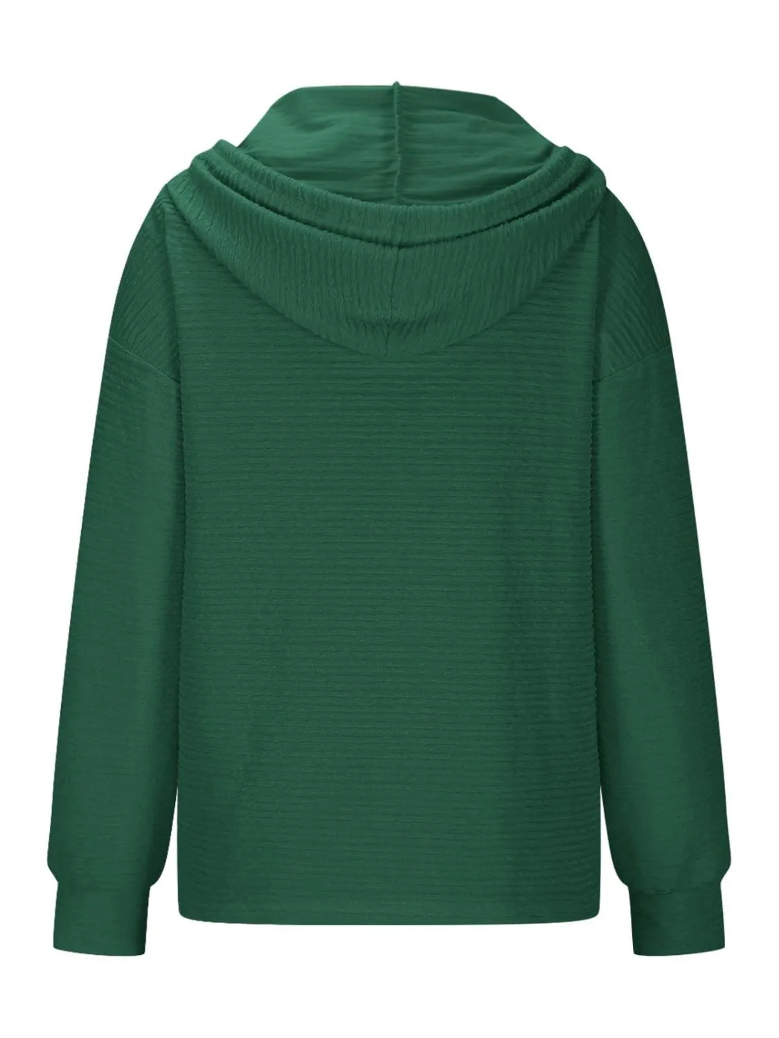 Drawstring Quarter Button Long Sleeve Hoodie