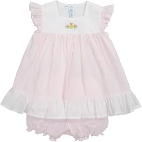 Easter Bunny Fly Sleeve Dress - Pink/White