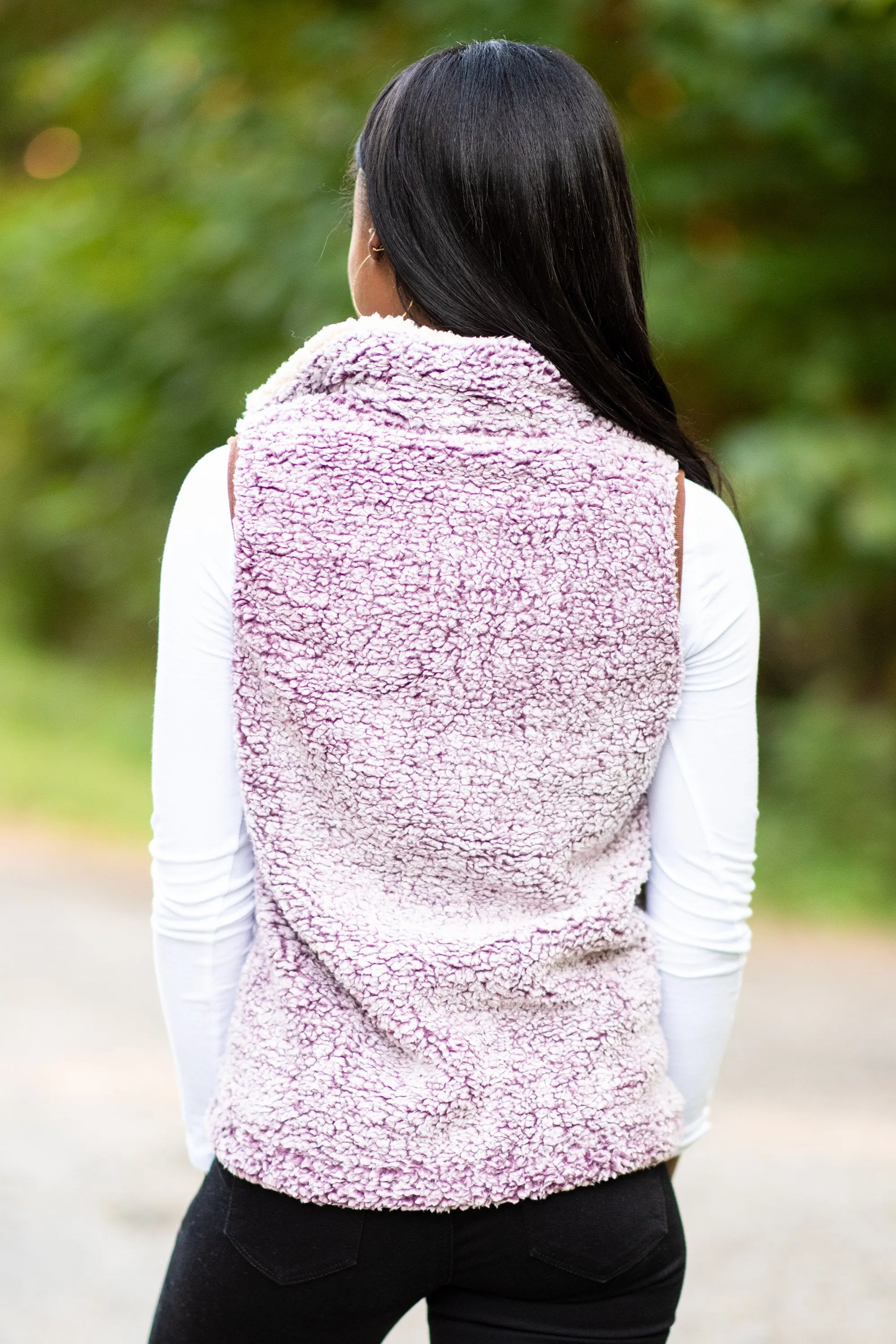 Feeling The Chill Maroon Red Sherpa Vest