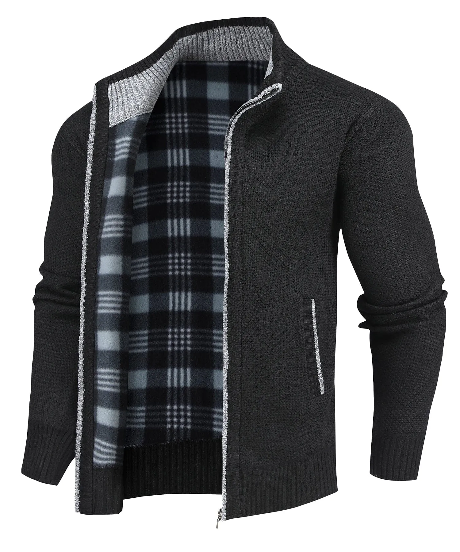 Flannel-Lined Full-Zip Sweater (5 Designs)