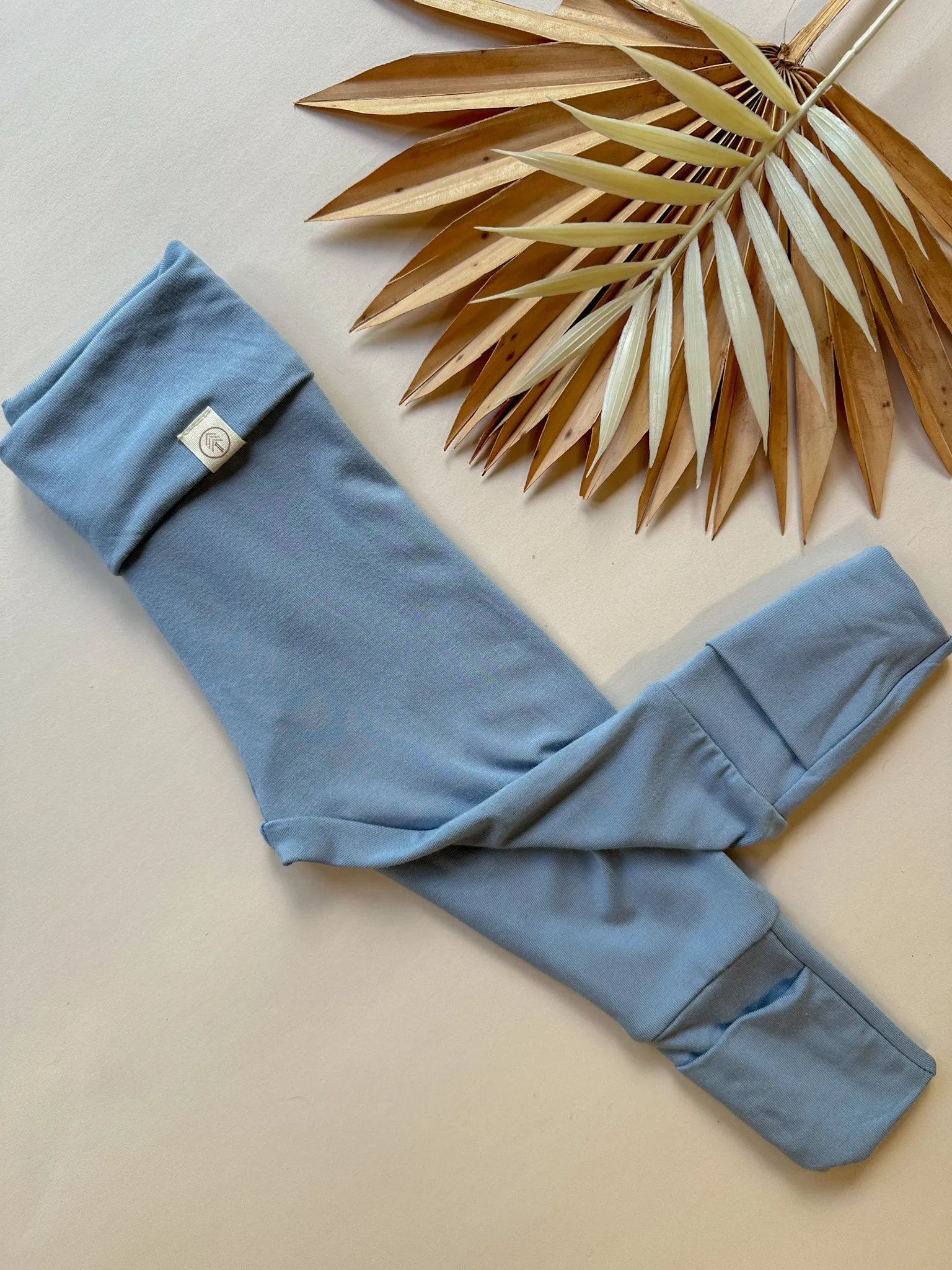 Fold-Over Footie Bamboo Leggings | Dusty Blue