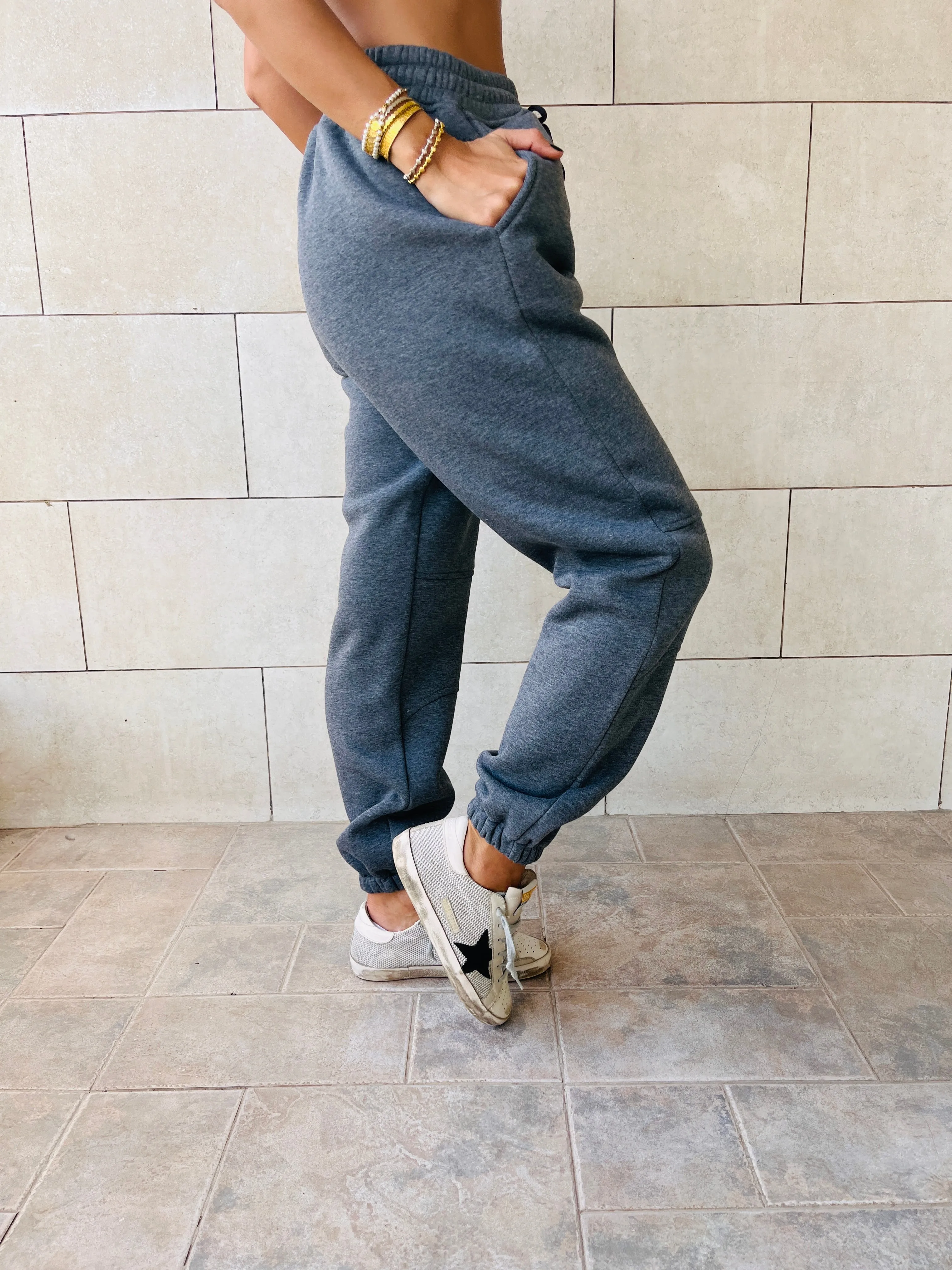 Grey Fleece Line Jogger Sweats