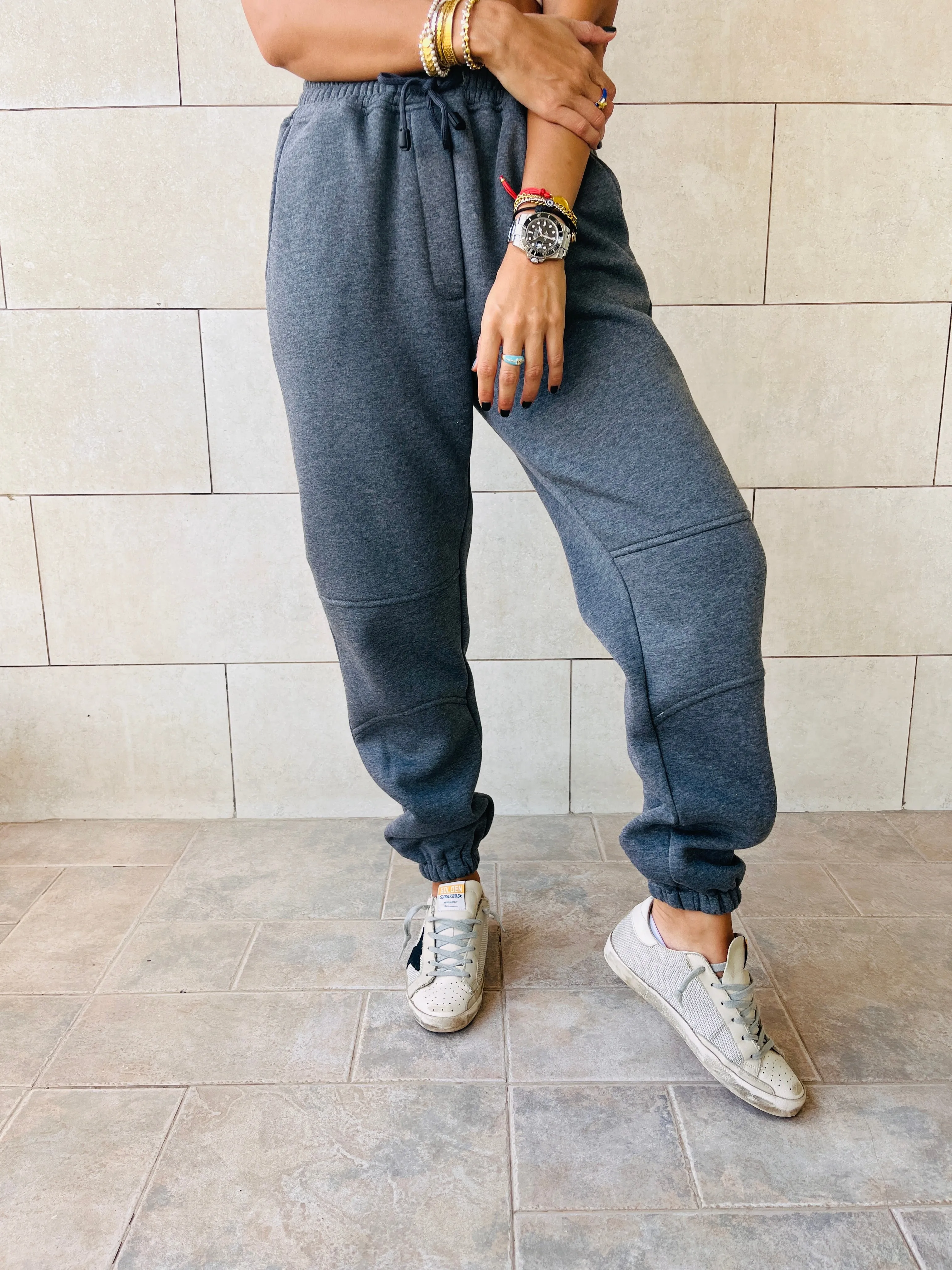 Grey Fleece Line Jogger Sweats