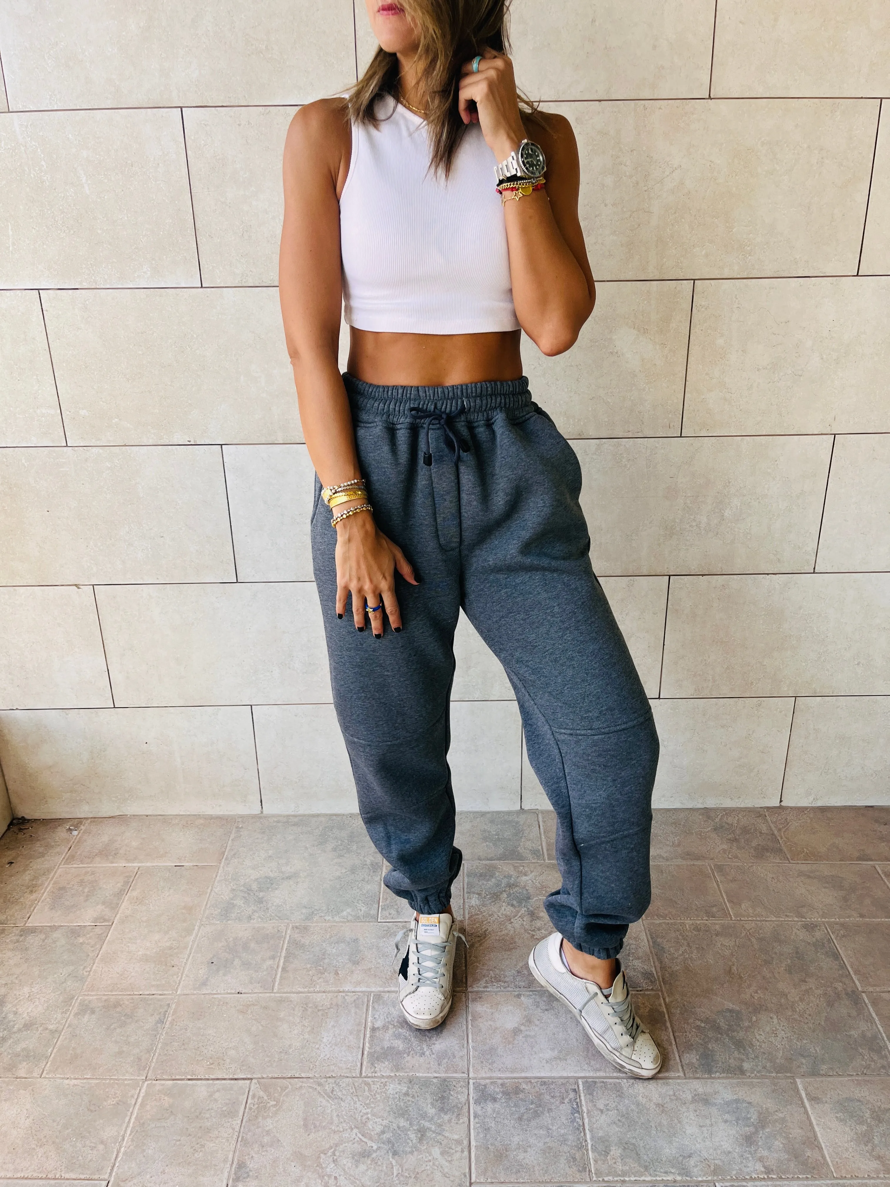 Grey Fleece Line Jogger Sweats