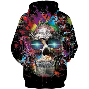 Hoodie Shirt Colorful Skull Eyes Digital Printing Leisure