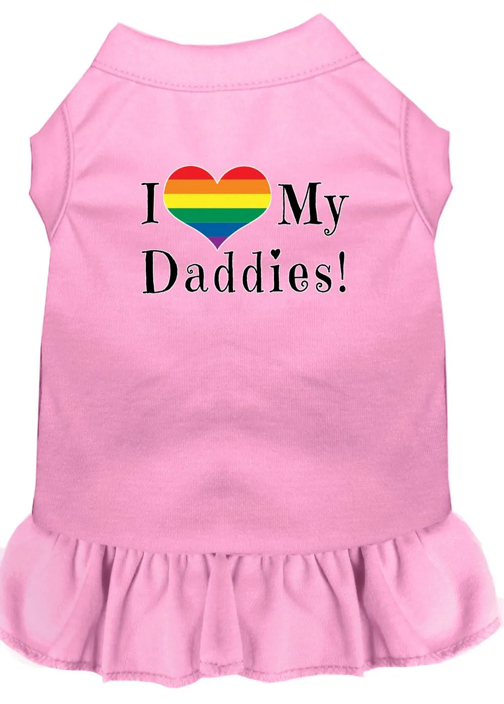 I Heart My Daddies Screen Print Dog Dress Light Pink Sm