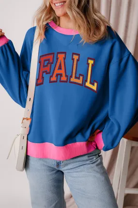 Letter Graphic Contrast Long Sleeve Sweatshirt