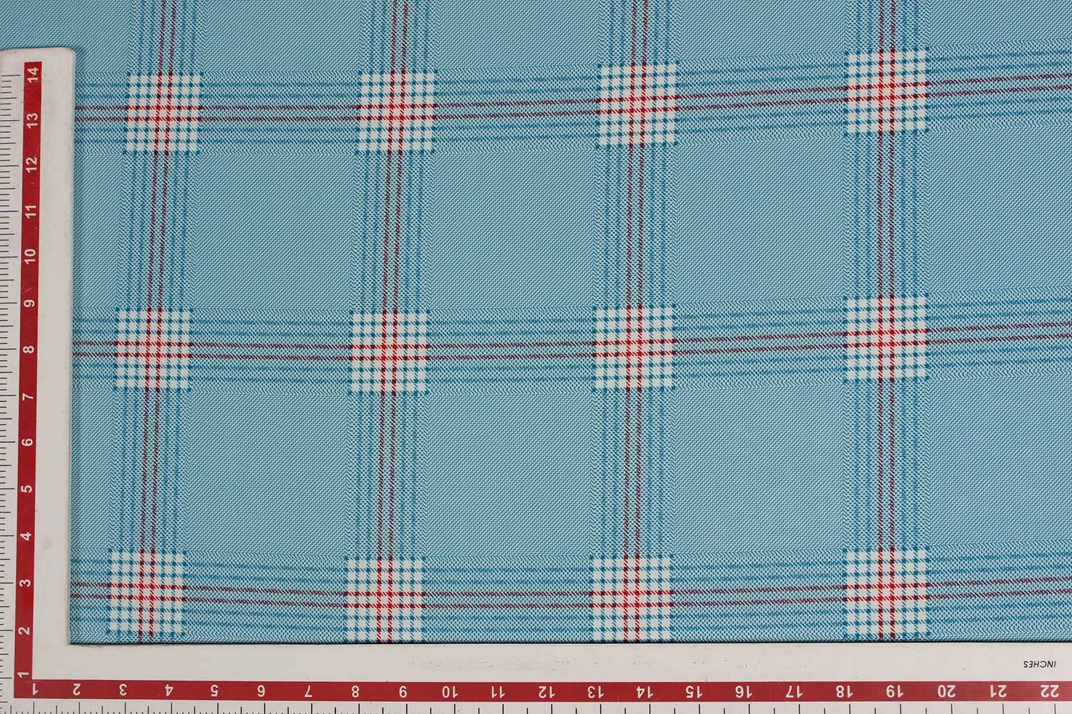 Light Blue Checks Micro Crepe Fabric