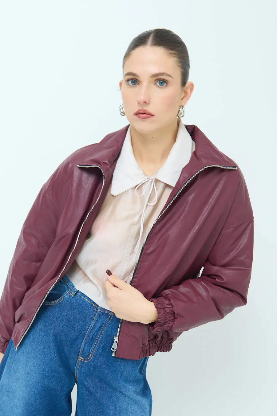 Lightweight zip-up bomber jacket wholesale