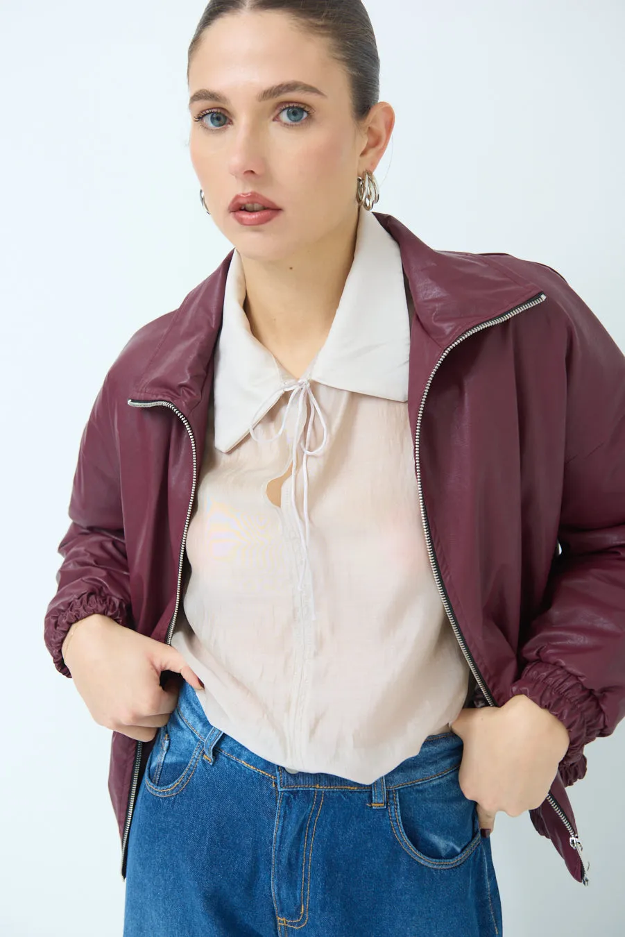 Lightweight zip-up bomber jacket wholesale