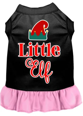 Little Elf Screen Print Dog Dress Black With Light Pink Xs