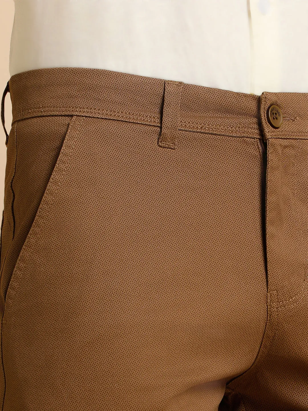 Men's Brown Solid Cotton Shorts