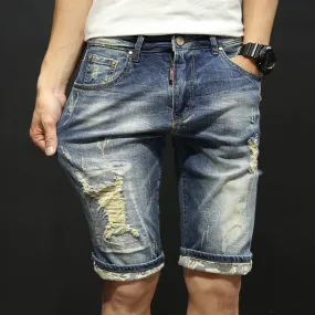 Men's Summer Casual Slim Denim Ripped Shorts