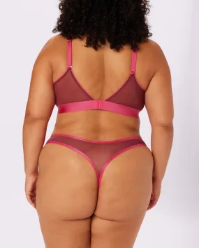 Mid-Rise Thong | Silky Mesh | Archive (Blackberry Pop)