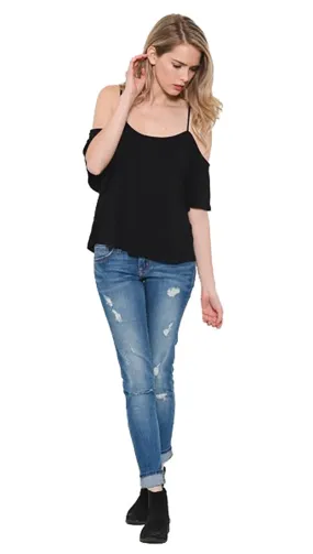 My Favorite Cold Shoulder Top Black