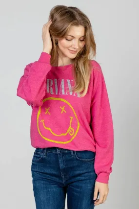 Nirvana Smiley Raglan Crew