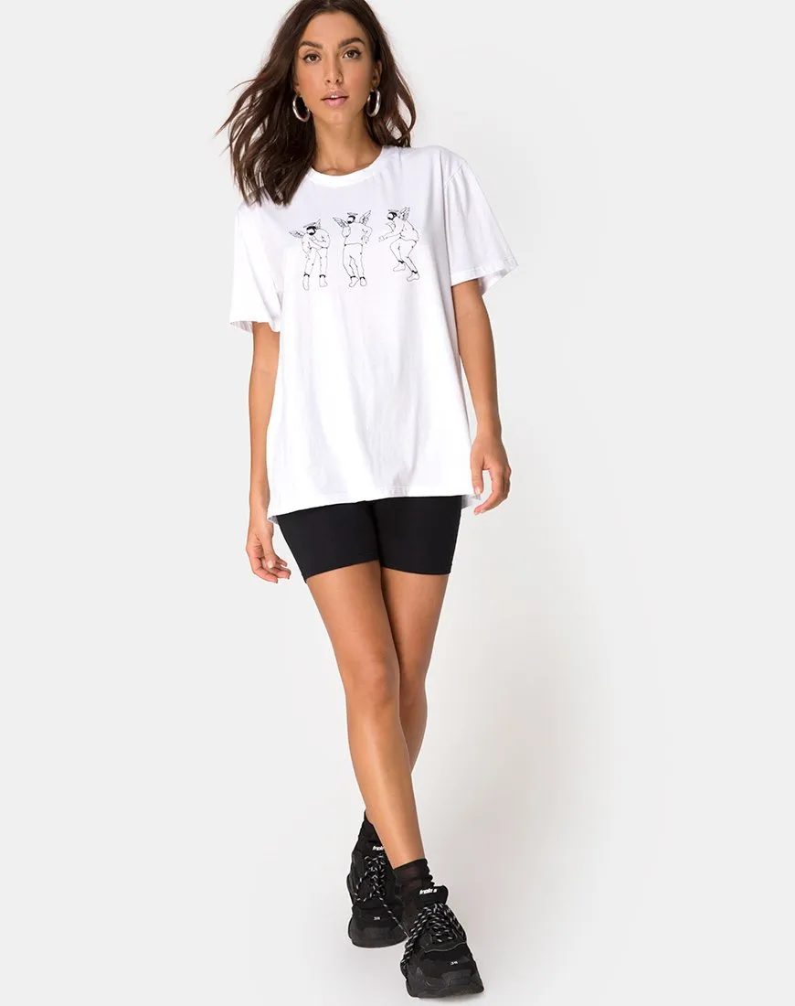 Oversize Basic Tee in White with Dancing Drake