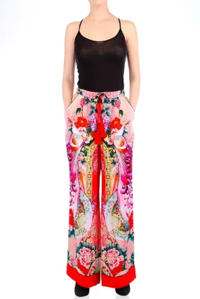 Printed Silk Pants Coral