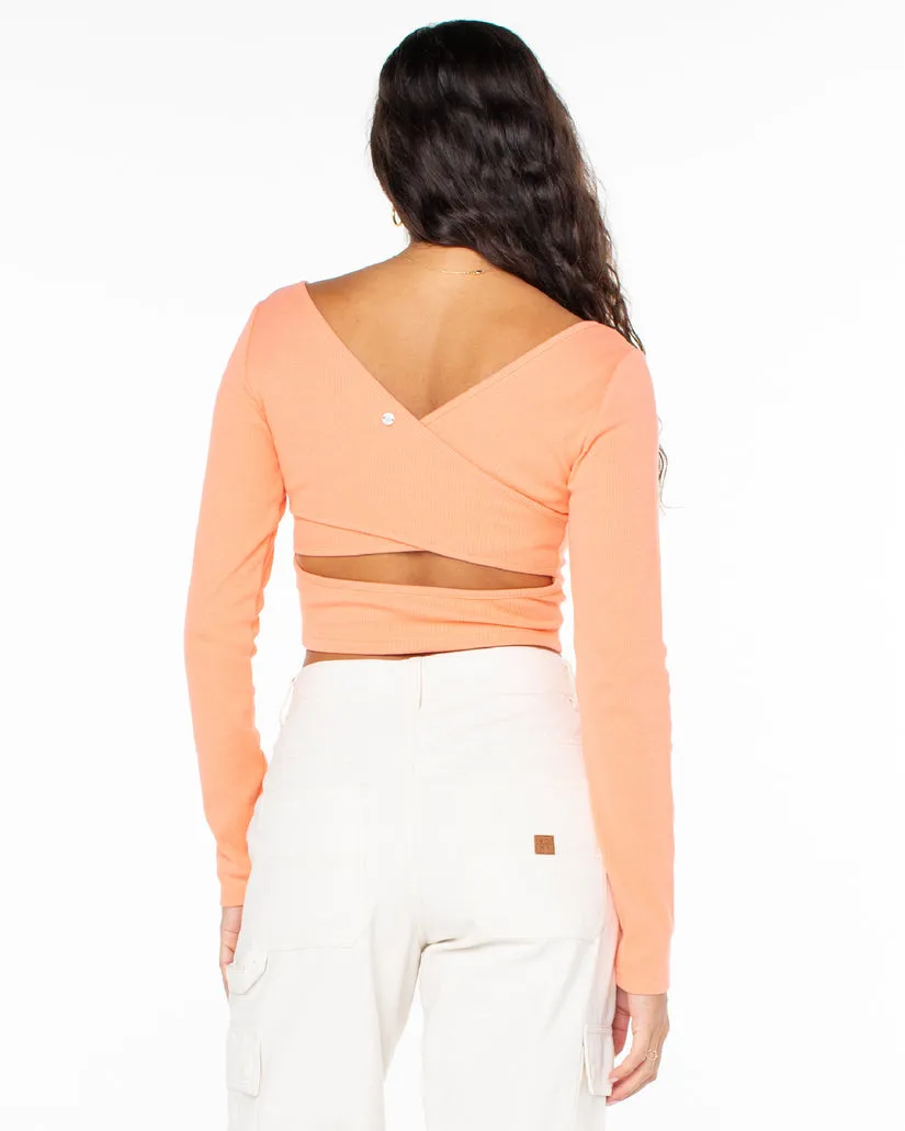 Roxy Good Keepsake LS Ribbed Crop Top