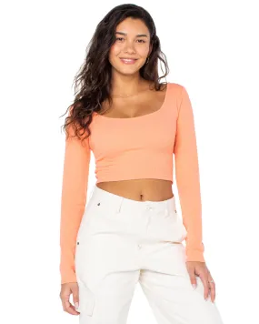 Roxy Good Keepsake LS Ribbed Crop Top