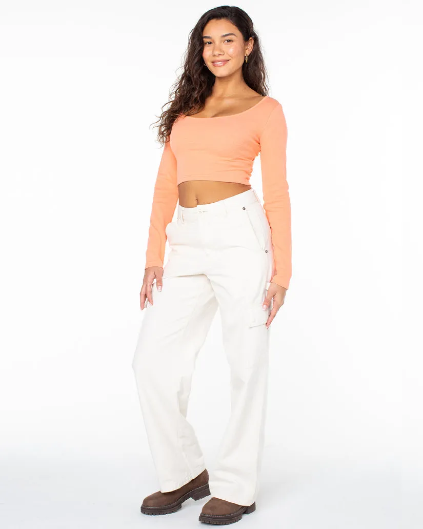 Roxy Good Keepsake LS Ribbed Crop Top