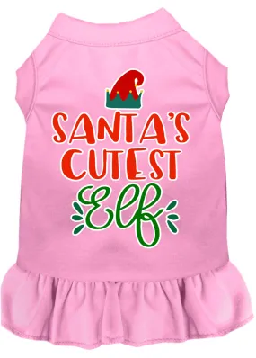 Santa's Cutest Elf Screen Print Dog Dress Light Pink Xl