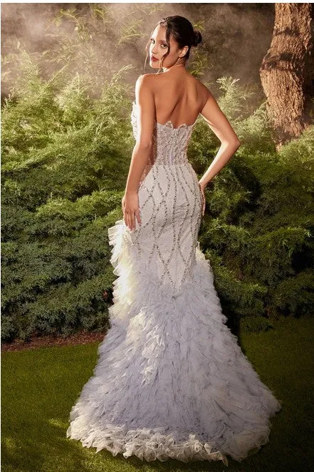 Silver Strapless Silver Mermaid Gown