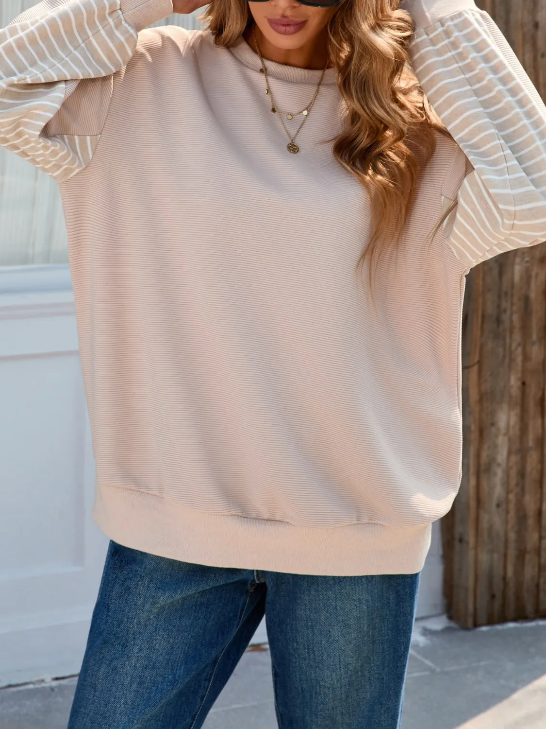 Striped Patchwork Long Sleeve Sweatshirt