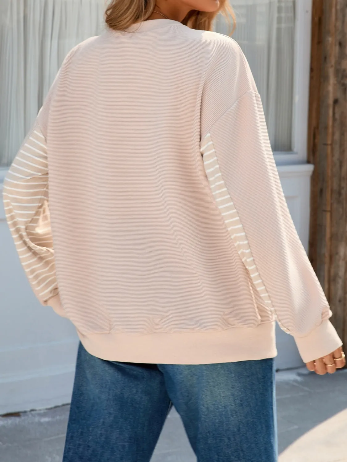 Striped Patchwork Long Sleeve Sweatshirt