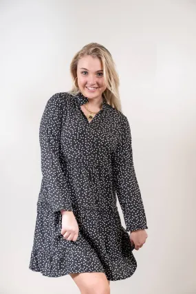 The Kirby Black and White Pin Dot Tiered Dress