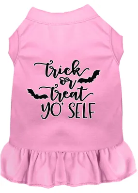 Trick Or Treat Yo' Self Screen Print Dog Dress Light Pink Lg