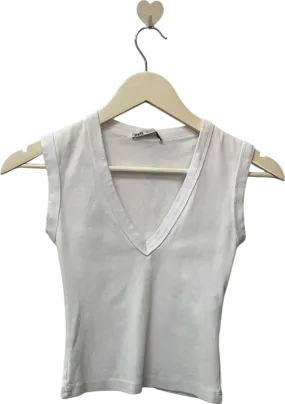 Zara White V-Neck Sleeveless Top UK S